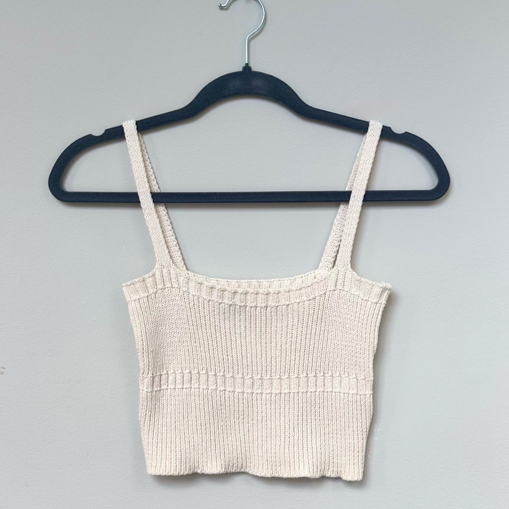Zara Beige Knit Crop Tank Top